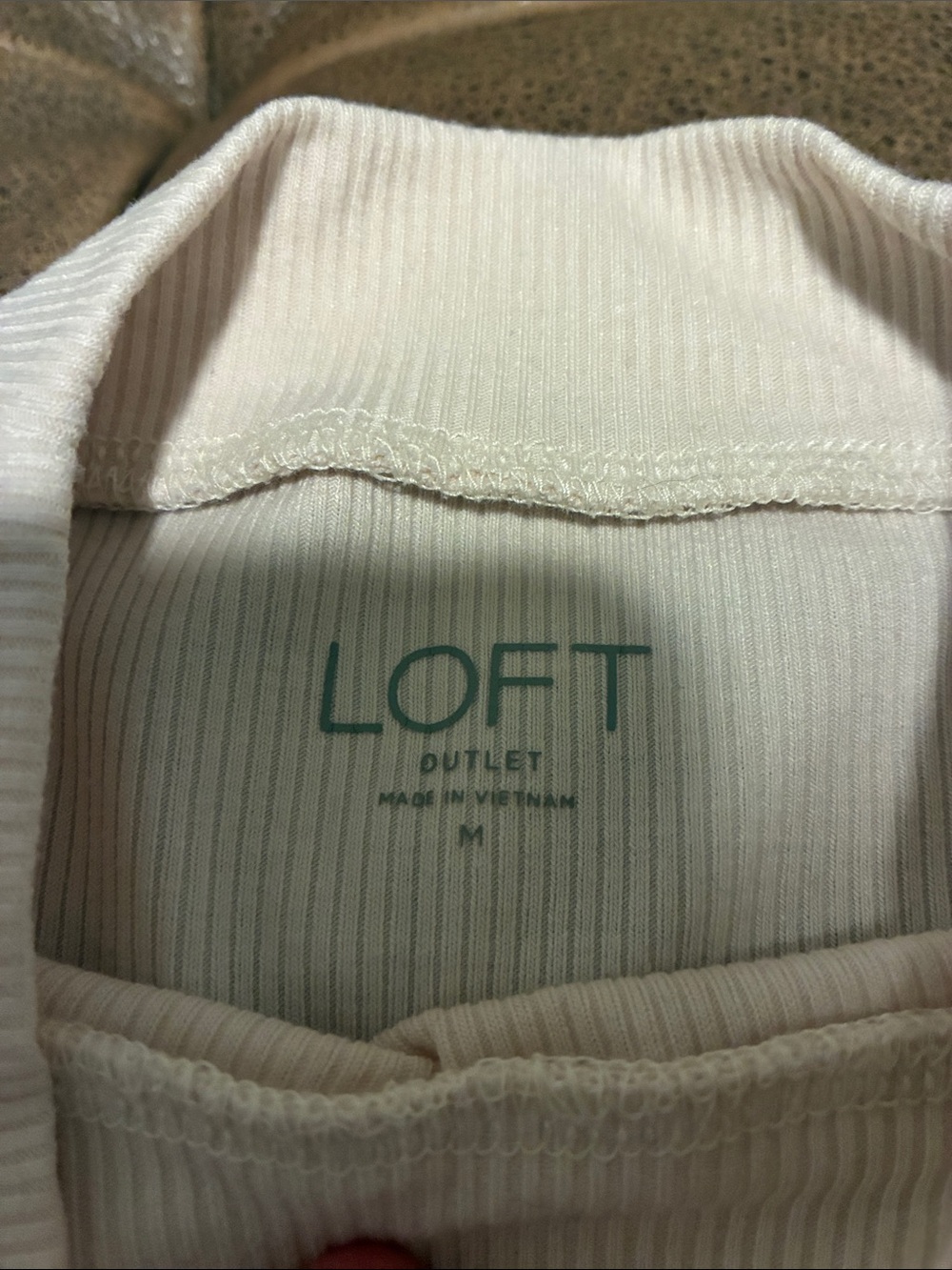 LOFT Cream Ribbed Mock Neck Tank - Picture 2 of 2